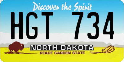 ND license plate HGT734