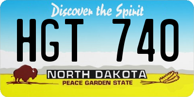 ND license plate HGT740