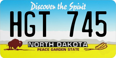 ND license plate HGT745
