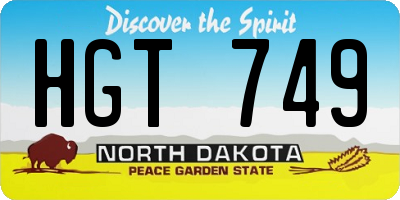 ND license plate HGT749