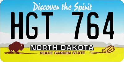 ND license plate HGT764