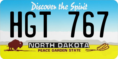 ND license plate HGT767