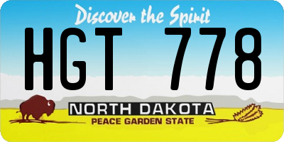 ND license plate HGT778