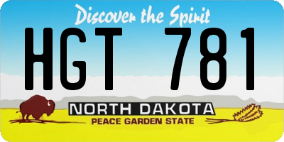 ND license plate HGT781