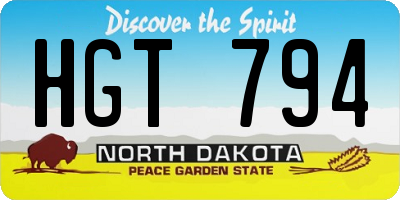 ND license plate HGT794