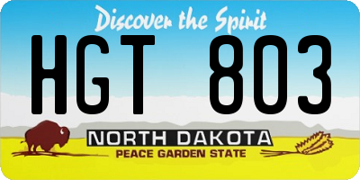 ND license plate HGT803