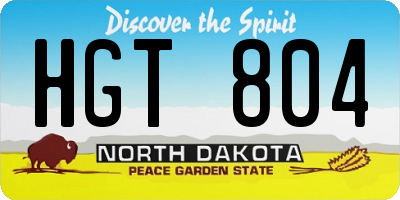ND license plate HGT804