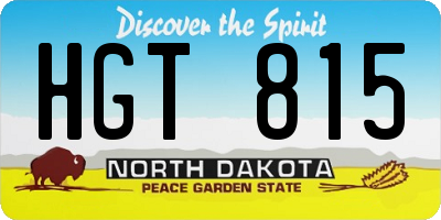 ND license plate HGT815