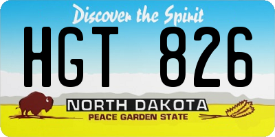 ND license plate HGT826