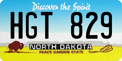 ND license plate HGT829