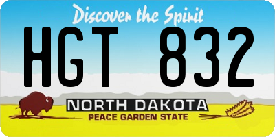 ND license plate HGT832