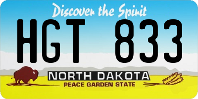 ND license plate HGT833