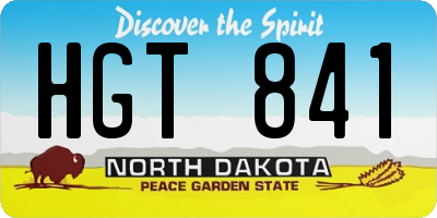 ND license plate HGT841