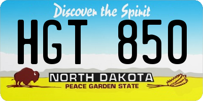 ND license plate HGT850
