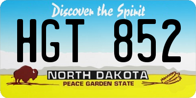 ND license plate HGT852