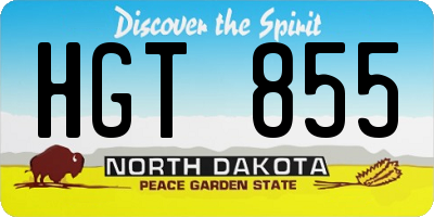 ND license plate HGT855
