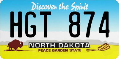 ND license plate HGT874