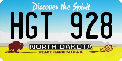 ND license plate HGT928