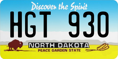 ND license plate HGT930