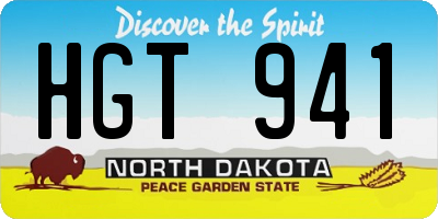 ND license plate HGT941