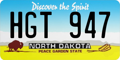 ND license plate HGT947