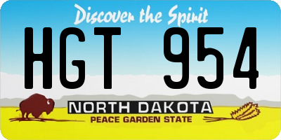 ND license plate HGT954