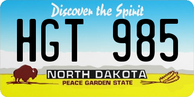 ND license plate HGT985