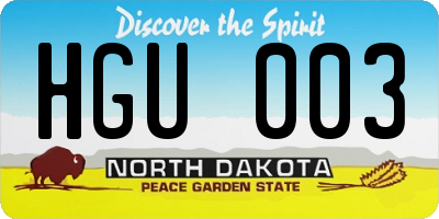 ND license plate HGU003