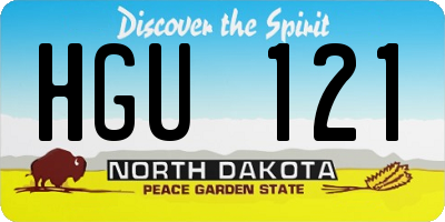 ND license plate HGU121