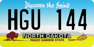 ND license plate HGU144