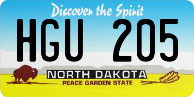 ND license plate HGU205