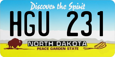 ND license plate HGU231