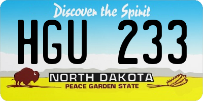 ND license plate HGU233