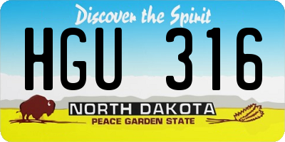 ND license plate HGU316