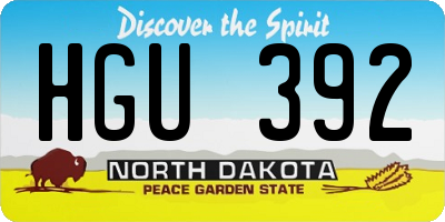 ND license plate HGU392