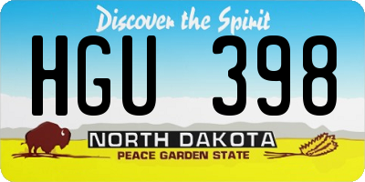 ND license plate HGU398