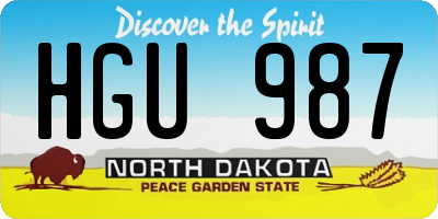 ND license plate HGU987