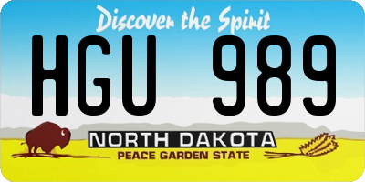 ND license plate HGU989