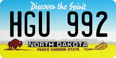 ND license plate HGU992