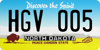 ND license plate HGV005