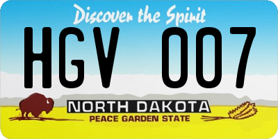 ND license plate HGV007