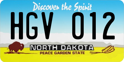 ND license plate HGV012