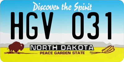 ND license plate HGV031