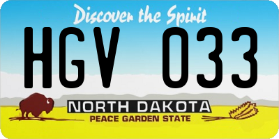 ND license plate HGV033