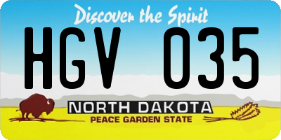 ND license plate HGV035
