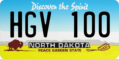 ND license plate HGV100