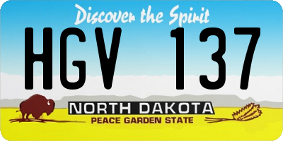 ND license plate HGV137