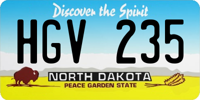 ND license plate HGV235