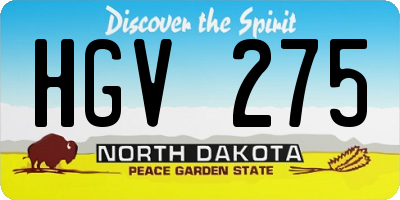 ND license plate HGV275