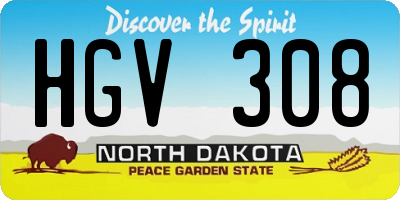 ND license plate HGV308